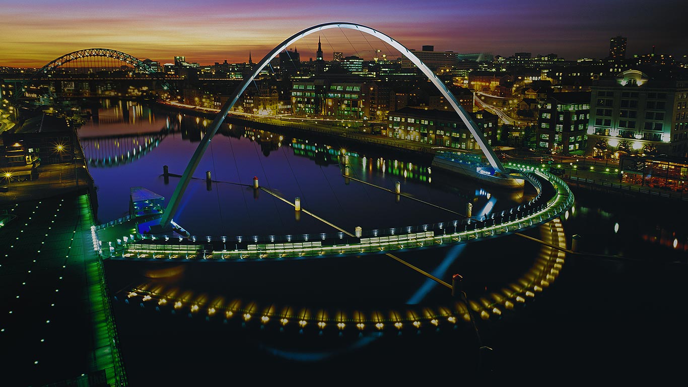 英格兰,纽卡斯尔,横跨泰恩河的盖茨黑德千禧桥(© Graeme Peacock/Alamy) - 2015/08/04 英格兰,纽卡斯尔,横跨泰恩河的盖茨黑德千禧桥(© Graeme Peacock/Alamy) - 2015/08/04