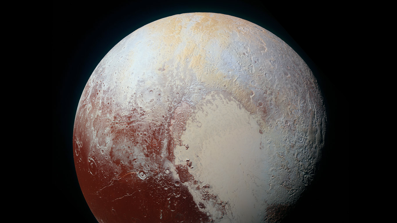 NASA新视野号宇宙飞船拍摄的一张色彩增强的冥王星照片 (© NASA/JHUAPL/SwRI) - 2016/02/18 NASA新视野号宇宙飞船拍摄的一张色彩增强的冥王星照片 (© NASA/JHUAPL/SwRI) - 2016/02/18
