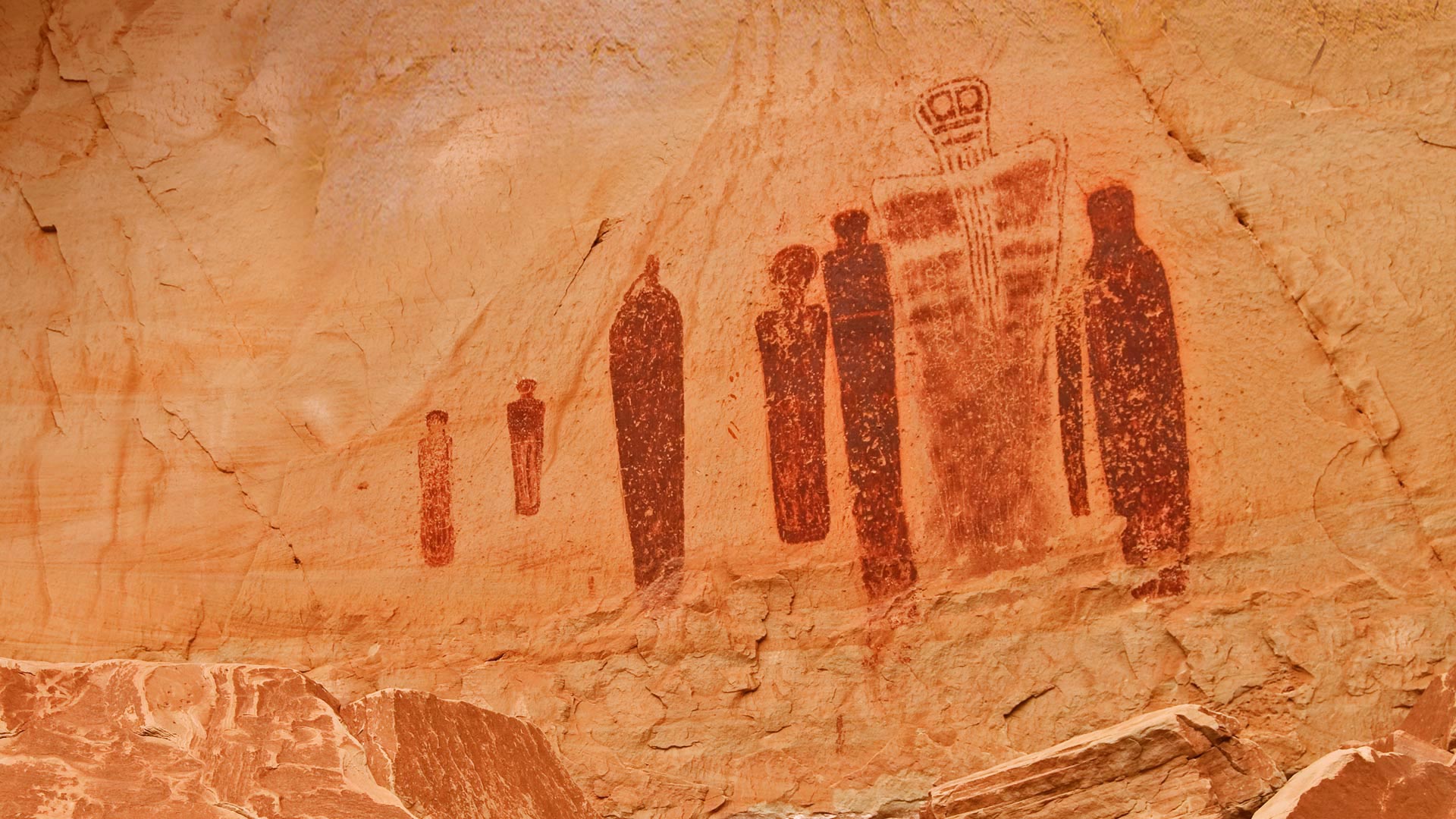 峡谷地国家公园马蹄峡谷中艺术画廊的岩画,美国犹他州 (© Austin Cronnelly/Tandem Stills + Motion) - 2018/04/28 峡谷地国家公园马蹄峡谷中艺术画廊的岩画,美国犹他州 (© Austin Cronnelly/Tandem Stills + Motion) - 2018/04/28