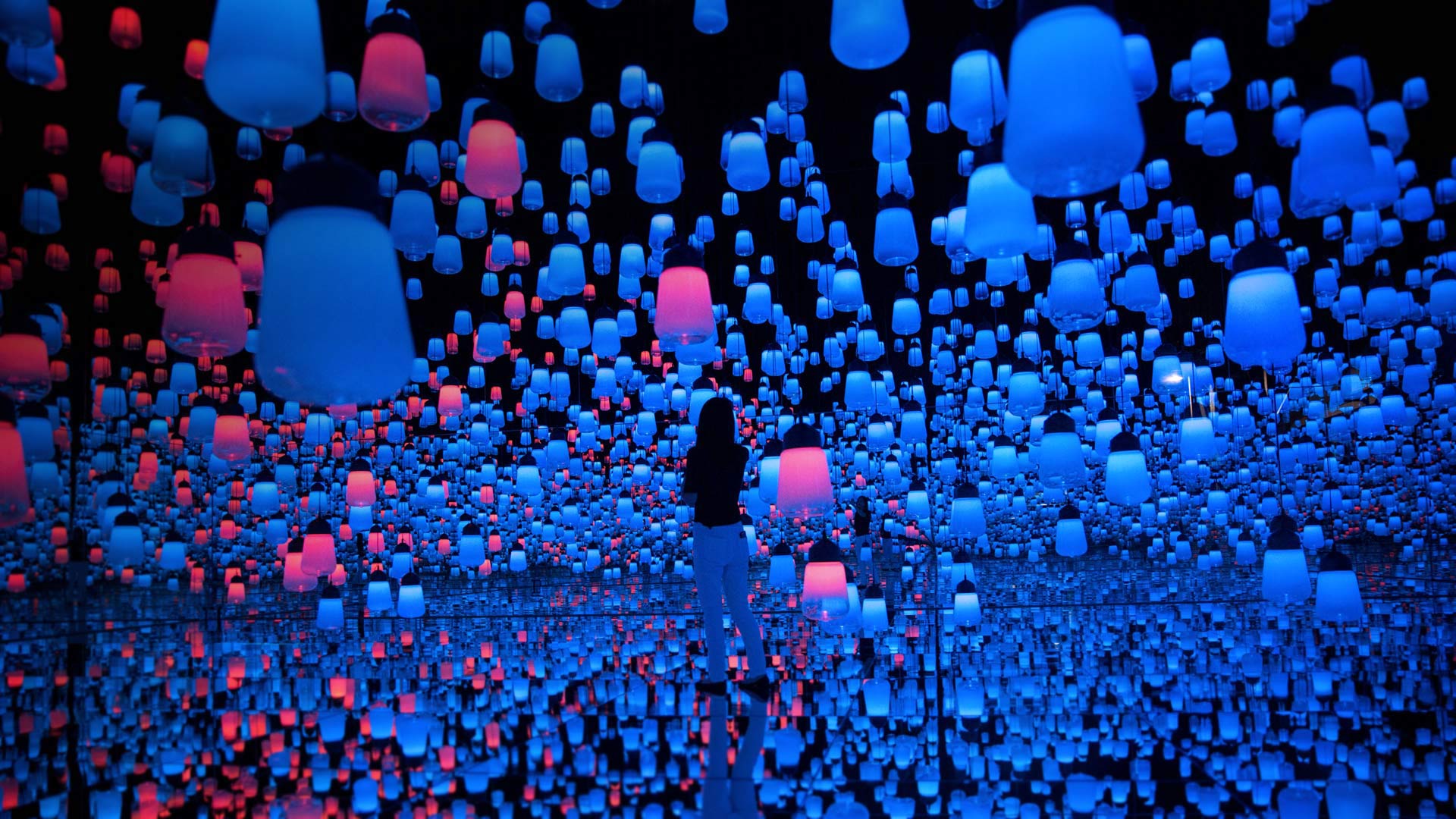 森大厦数字艺术博物馆内的吊灯,日本东京 (© Behrouz Mehri/Getty Images) - 2018/07/23 森大厦数字艺术博物馆内的吊灯,日本东京 (© Behrouz Mehri/Getty Images) - 2018/07/23